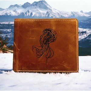 Jellyfish Leather Wallet Bifold Ocean 100% Genuine Buffalo Premium Quality NEW